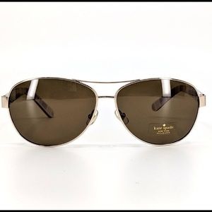 Kate Spade Tortoise/Gold Aviator Sunglasses + Case